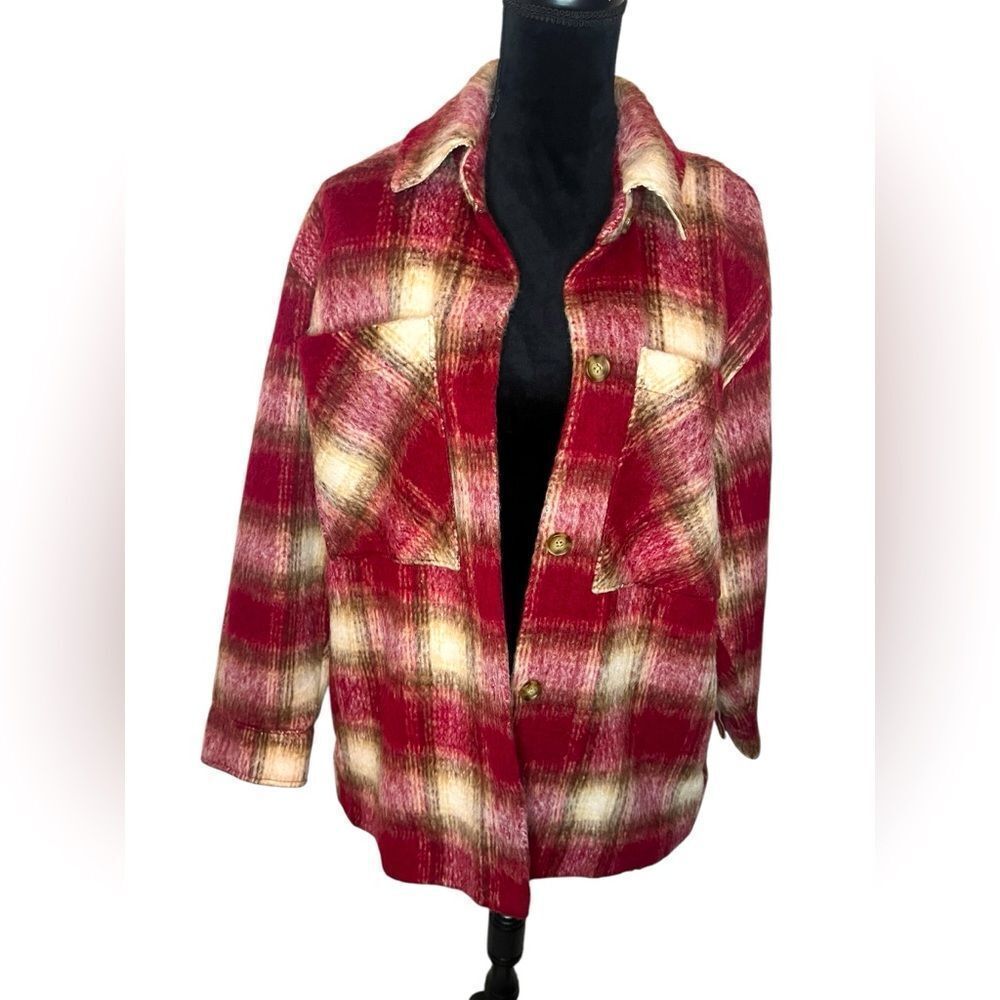 NWT ABERCROMBIE & FITCH WOMENS PLAID SHACKET/JACKET COZY SOFT W BUTTONS‎ SIZE M